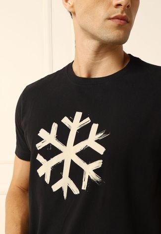 T-shirt Vintage Snow Sketch 02 - Preto