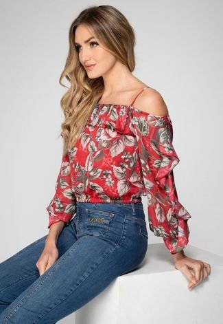 Blusa Babados Eco Flower Guess