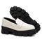 Sapato Mocassim Feminino Tratorado Napa Branco e Preto Estiloso Blogueira - Marca MeA Shoes