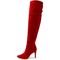 Bota Over Feminina Acima Do Joelho Cano Alto Salto Fino 1722 Camurça Vermelha - Marca Flor da Pele