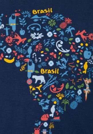 Camiseta Licenciados Copa do Mundo Mapa Juvenil Azul
