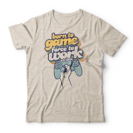 Camiseta Born To Game - Mescla Banana - Marca Studio Geek 