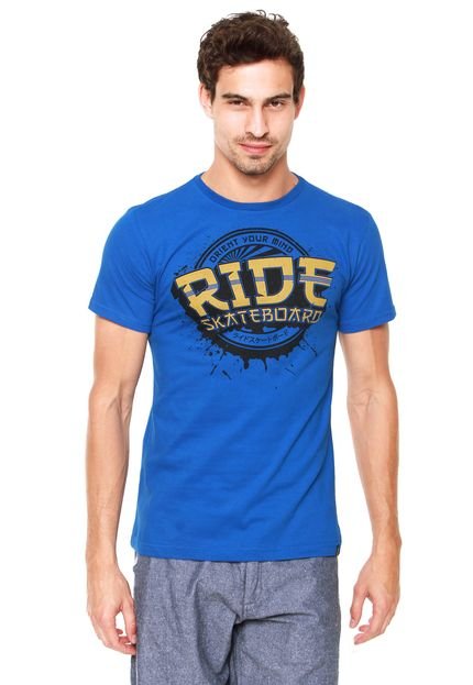 Camiseta Ride Skateboard Splattered Badge Azul - Marca Ride Skateboard