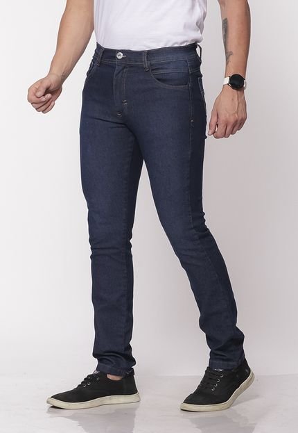 Calça Jeans Masculina Slim Elastano Conforto 7877 Azul - Marca Macaw