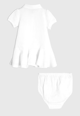 Vestido Polo Ralph Lauren Infantil Polo Com Tapa Fraldas Branco