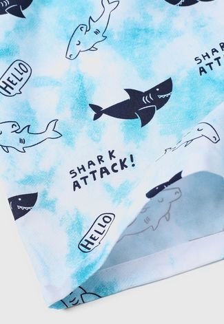Conjunto 2pçs ReiRex Curto Infantil Tubarão Azul/Branco