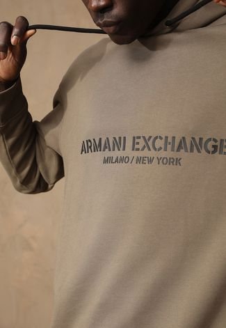 Blusa de Moletom Fechada AX ARMANI EXCHANGE Logo Bege - Compre