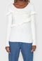 Blusa Tricot Facinelli by MOONCITY Babados Off-White - Marca Facinelli