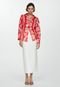 Camisa Mango Reta Estampada Alongada Off-White - Marca Mango