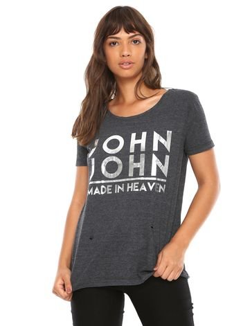Camiseta John John Logo Cinza - Compre Agora