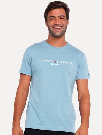 Camiseta Tommy Hilfiger Masculina Core Logo Tee Azul Claro - Marca Tommy Hilfiger