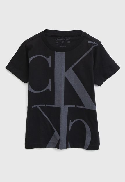 Camiseta Calvin Klein Kids Infantil Lettering Preta - Marca Calvin Klein Kids