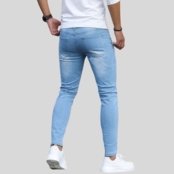 Calça Jeans Masculina Lavagem Claro Skinny com Elastano e Costura Reforçada Lavagem Clara - Marca TEX JEANS