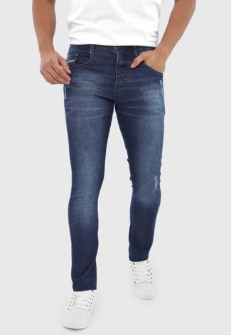 Calça Jeans Biotipo Skinny Estonada Azul