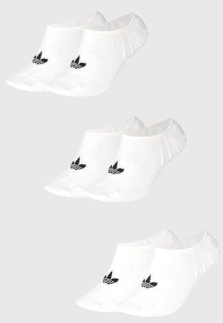 Kit 3pçs Meia adidas Originals Sapatilha Low Cut  Branca