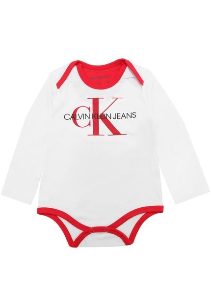 Body Calvin Klein Kids Menina Escrita Branco - Marca Calvin Klein Kids