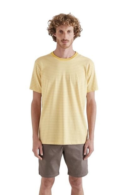 Camiseta Listrado Linho Reserva Amarelo - Marca Reserva