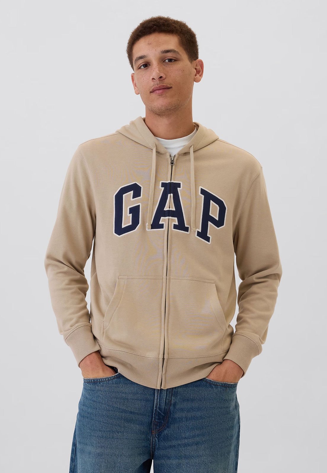 Blusa de Moletom Aberta GAP Logo Bege - Marca GAP