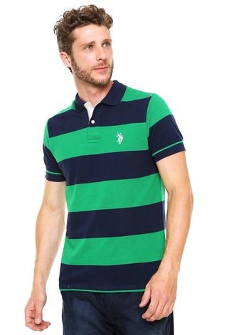 Camisa Polo U.S. Polo Listrada Verde - Compre Agora