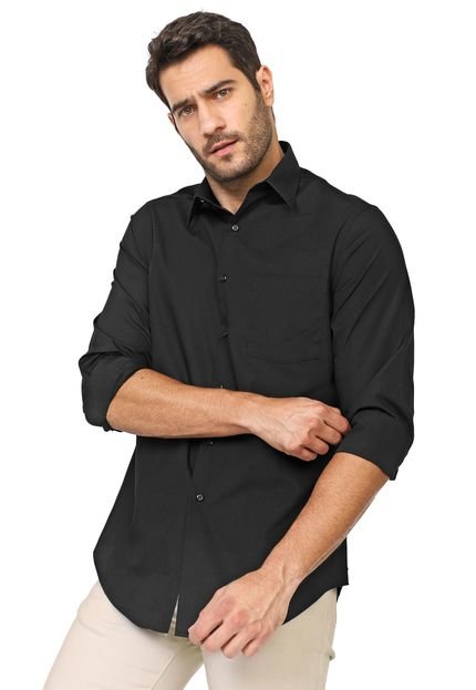 Camisa Van Heusen Reta Lisa Preta - Marca Van Heusen