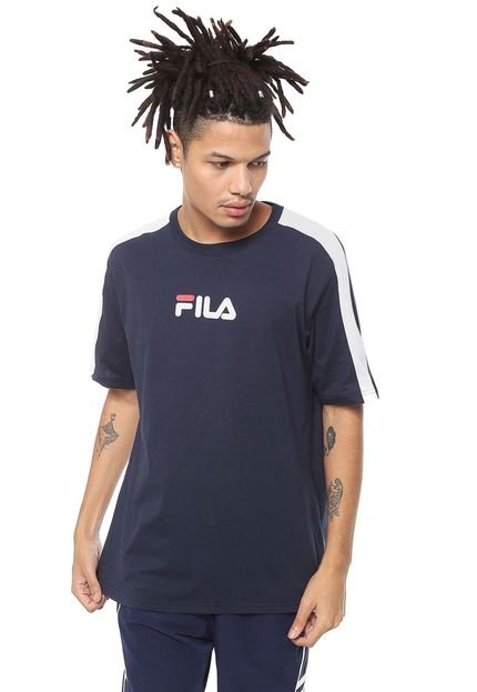 Camiseta Fila Faixa Ombro Azul-Marinho - Marca Fila