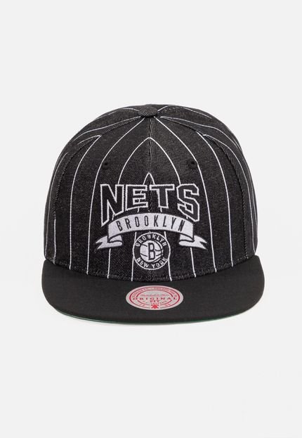 Boné Mitchell & Ness NBA Dem Stripes Brooklyn Nets Preto - Marca Mitchell & Ness
