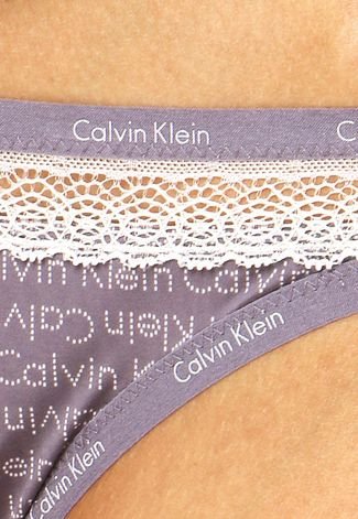 Calcinha Calvin Klein Fio Dental Perfectly Fit Sexy Signature Cycle Logo  Roxa - Compre Agora