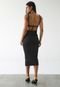 Vestido John John Midi Chiara Listrado Preto - Marca John John