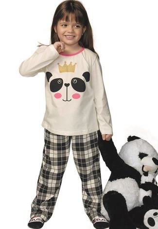 Pijama Menina Panda Demillus 85018 Preto
