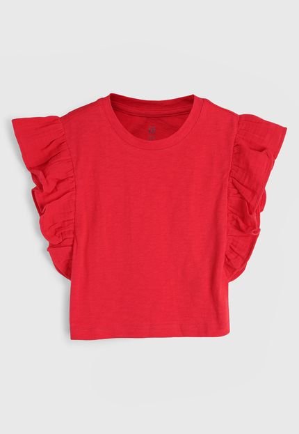 Camiseta GAP Com Manga De Babado Vermelha - Marca GAP