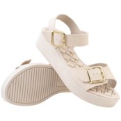 Sandália Feminina Via Angel Ortopédica De Fivela Confortável Versátil Dia a Dia  85.03  Off White - Marca VIA ANGEL