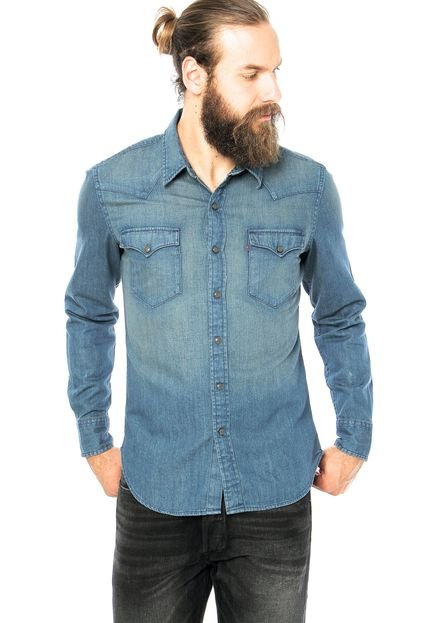 Camisa Jeans Levis Bolsos Azul - Marca Levis