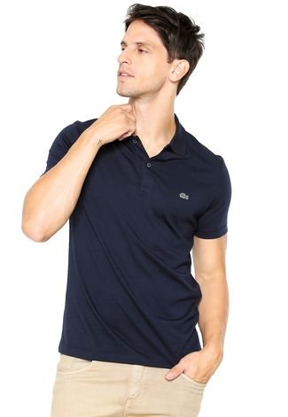 Camisa Polo Lacoste Regular Fit Logo Azul-Marinho