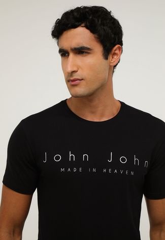 Camiseta John John Plaque Preta/Dourada 