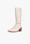 Bota Feminina Cano Longo Lisa Texana Montaria Com Strass Brilhante Festa Off White - Marca TAKATA BY RAFAEL TAKATA