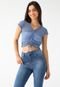 Blusa Cropped Aeropostale Ajustada Ajuste Azul - Marca Aeropostale