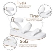 Sandália Feminina Plataforma Papete Flatform Fivela Versátil Branca - Marca Angipé