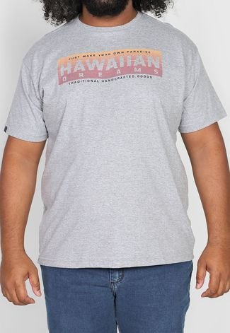 Camiseta Plus Size HD Hawaiian Dreams Estampada Cinza