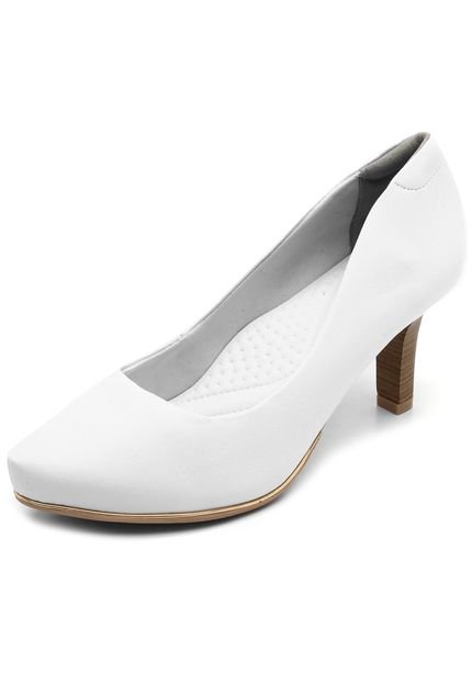 Scarpin Comfortflex Salto Grosso Branco - Marca Comfortflex