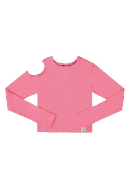 Blusa Cropped Básica em Ribaninha Juvenil Gloss Rosa Pink - Marca Gloss