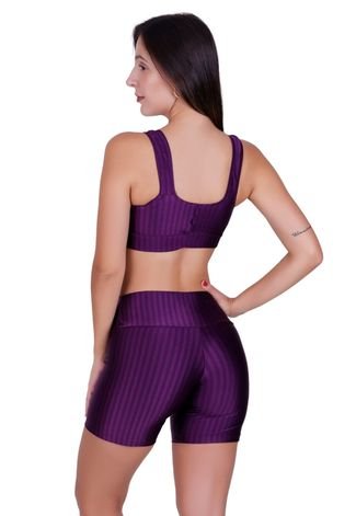 Conjunto Top e Short 3D Academia Fitness Roxo