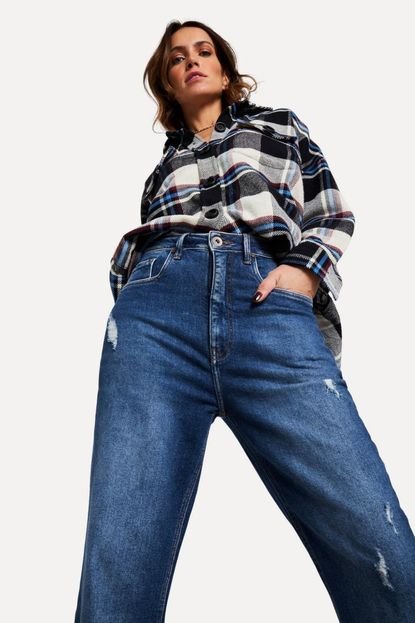 Calça Jeans Cropped Straight Higth Reversa Azul - Marca Reversa