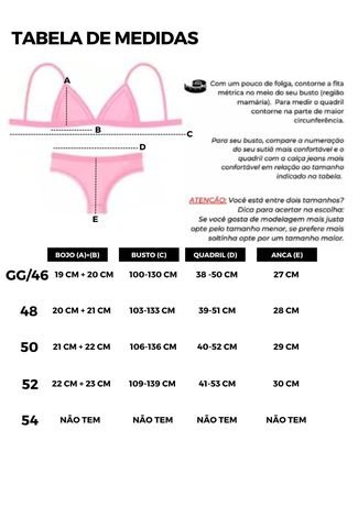 Biquíni Feminino Plus Size Sutiã Trançado Calcinha BomBom  Rosa