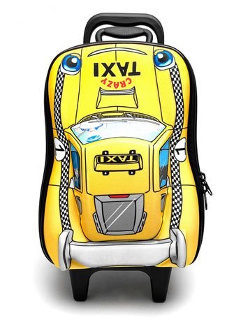 Mochila Rodas Taxi Pré Escolar Pequeno Amarelo