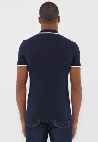 Camisa Polo Lacoste Slim Bolso Azul-Marinho