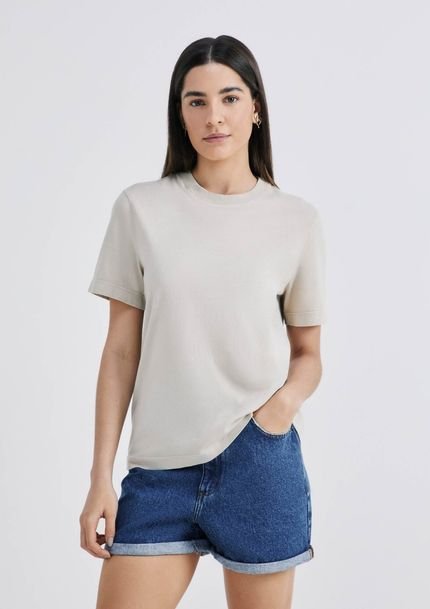 Blusa Feminina Manga Curta Estonada - Marca Hering