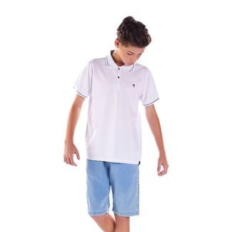 Polo Juvenil Piquet - 48961-3 Camisa Polo - Branco - 48961-3-18