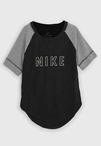 Camiseta Nike Infantil Raglan Preto/Cinza