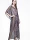 Saída Vestido Kaftan Longo Bata Crepe Semitransparente Estampado Gravataria Violeta - Marca 101 Resort Wear