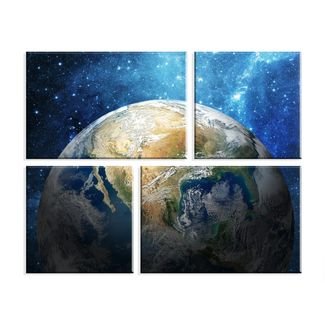 Conjunto de 4 Telas Decorativas em Canvas 83x103 Terra Multicolorido